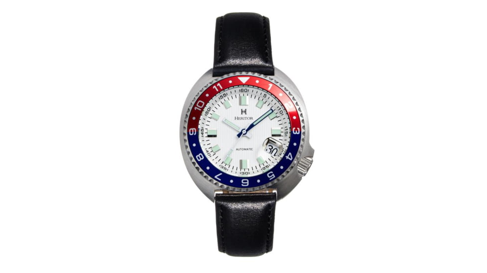 Heritor Automatic Pierce Genuine Leather-Band Watch w/Date, White/Red/Blue - Mens, HERHS1202
