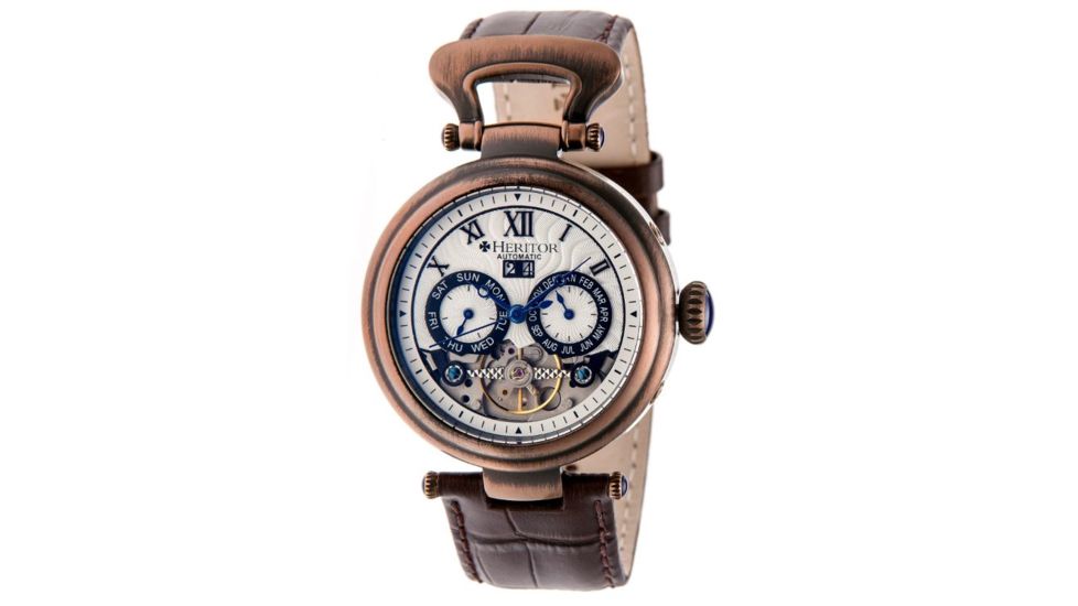 Heritor Ganzi Men's Watch, Bronze Case, Silver Dial HERHR3308