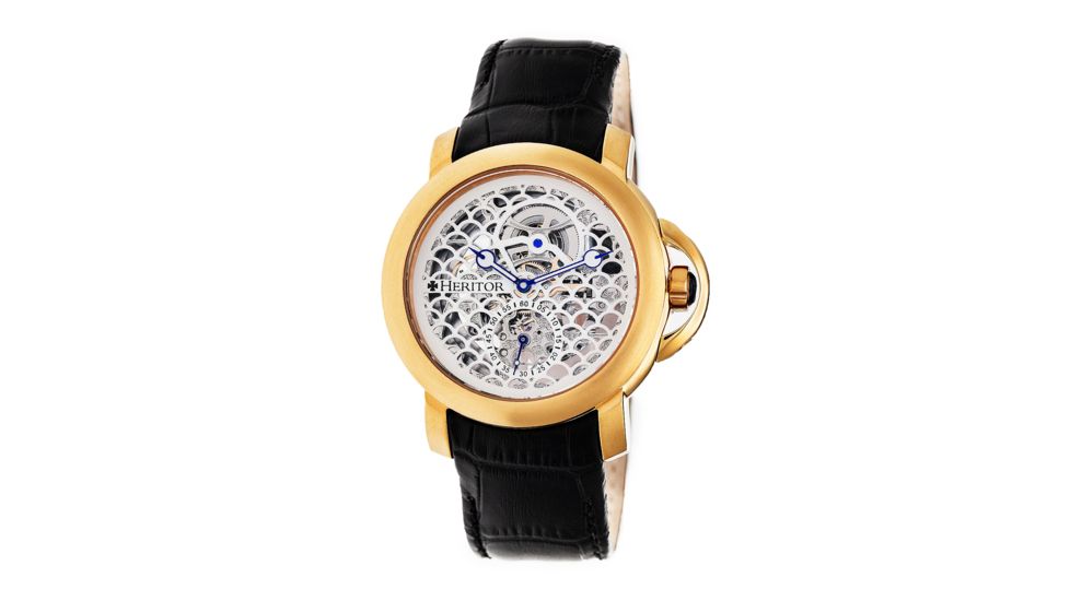 Heritor Automatic McKinley Skeleton Dial Leather Strap Watch, Gold/White, Standard HERHR4003