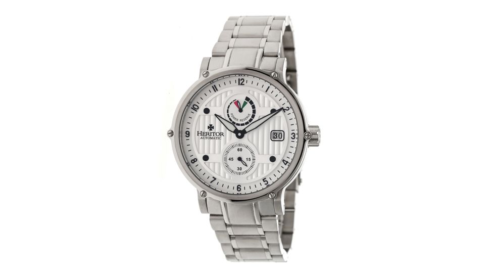 Heritor Leopold Bracelet Watch w/Date, Silver, Standard HERHR4701