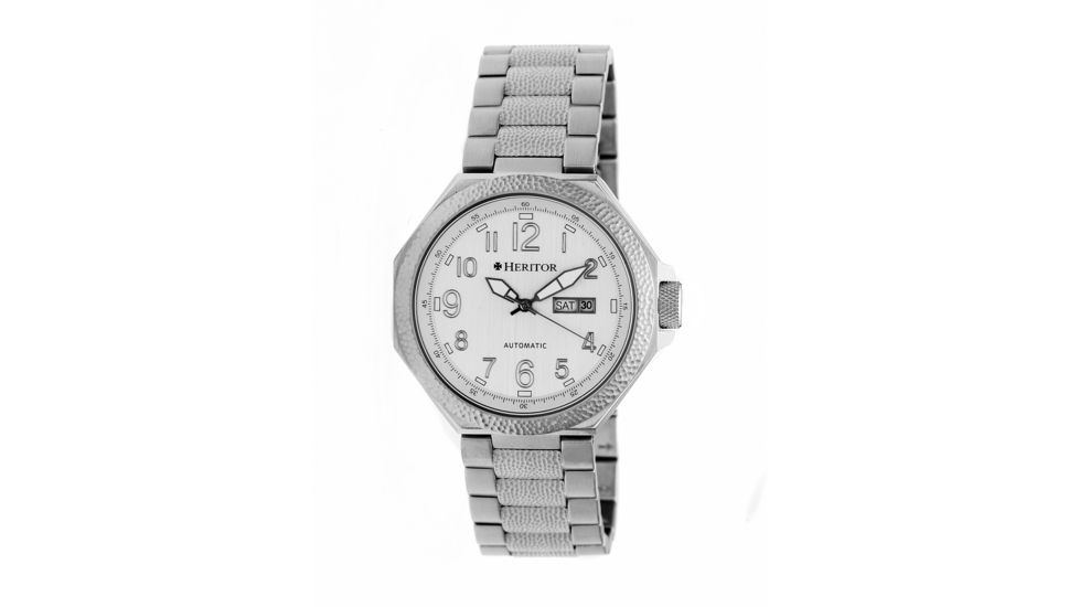 Heritor Spartacus Bracelet Watch w/Day/Date, Silver HERHR5401