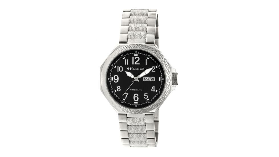 Heritor Spartacus Bracelet Watch w/Day/Date, Black HERHR5402