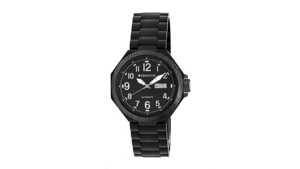Heritor Spartacus Bracelet Watch w/Day/Date, Black HERHR5404