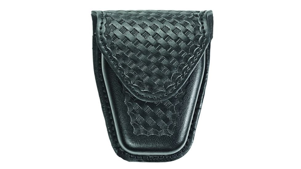 Hero's Pride Handcuff Case, Double, Reg &amp; ASP Chain, AirTek, BW, Hidden Snap, Black 1455WC