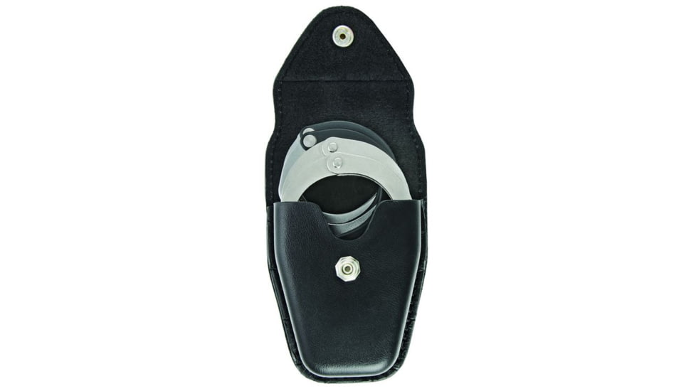 Hero's Pride Handcuff Case, Double, Reg &amp; ASP Chain, AirTek, Smooth, Silver Snap 1455PN