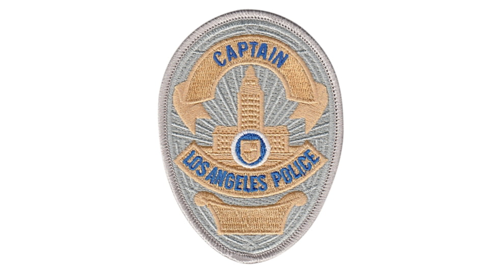 LAPD CAPTAIN Badge Patch 2 11/16''x3 5/8'' - Pair
