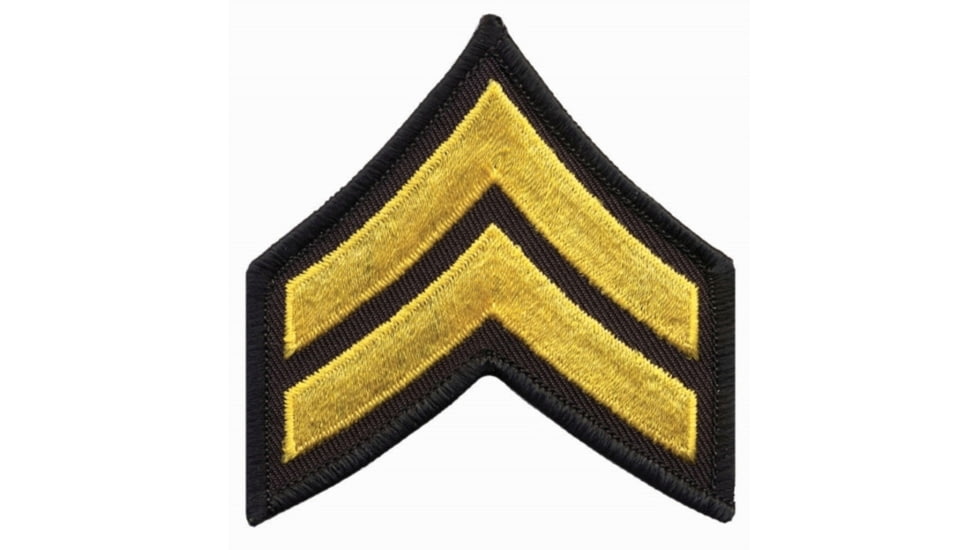Medium 3'' Gold/Black Corporal Chevrons w/ Merrowed Border