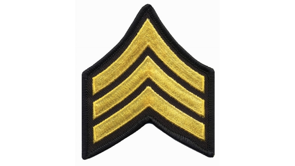 Medium 3'' Gold/Black Sergeant Chevrons w/ Merrowed Border