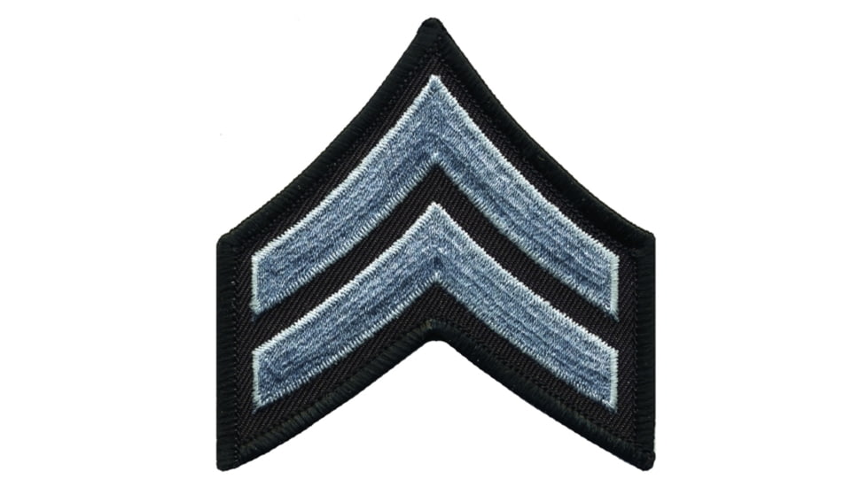 Medium 3'' Gray/Black Corporal Chevrons w/ Merrowed Border