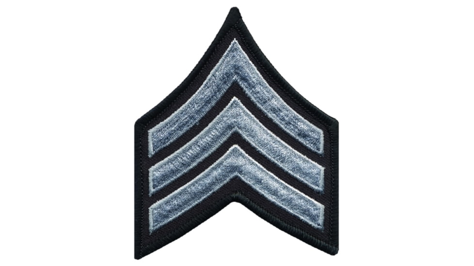 Medium 3'' Gray/Black Sergeant Chevrons w/ Merrowed Border