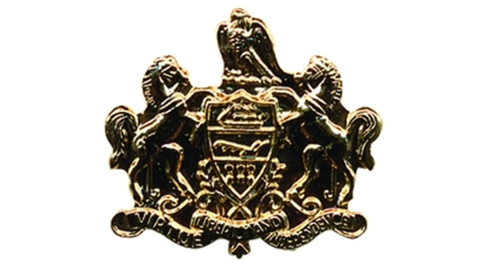 HERO'S PRIDE Pennsylvania Crest Collar - 3/4'' Wide, Gold Plated, Gold Plated, 8197G