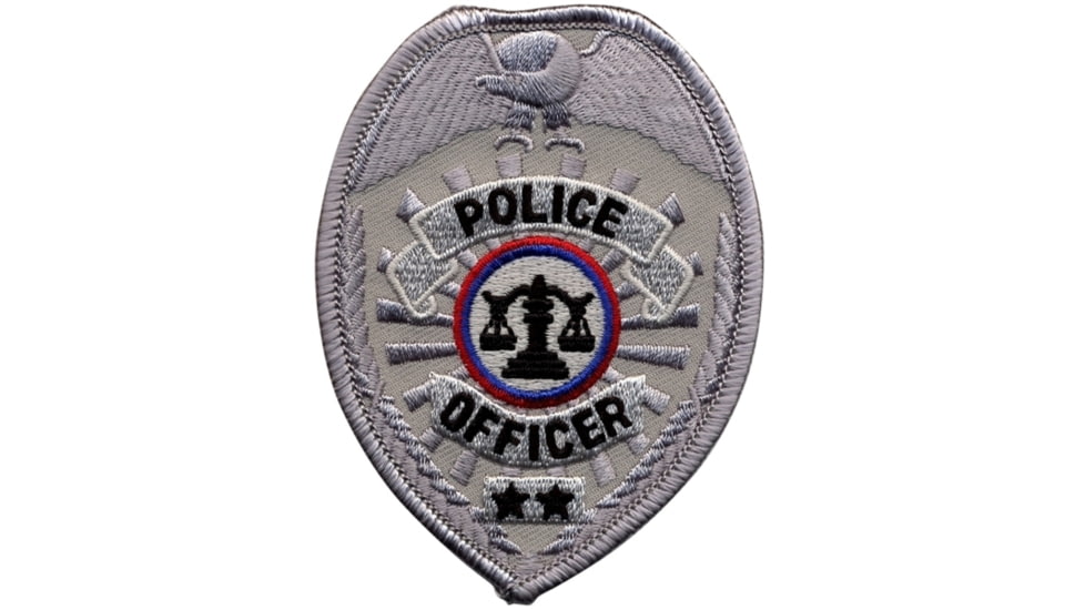 POLICE OFFICER Badge Patch - Silver - 2.5''x3.5''