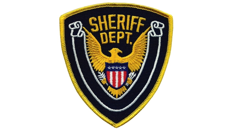 SHERIFF DEPT Eagle w/ Blank Scroll - Gold/Navy - 4''x4.375''