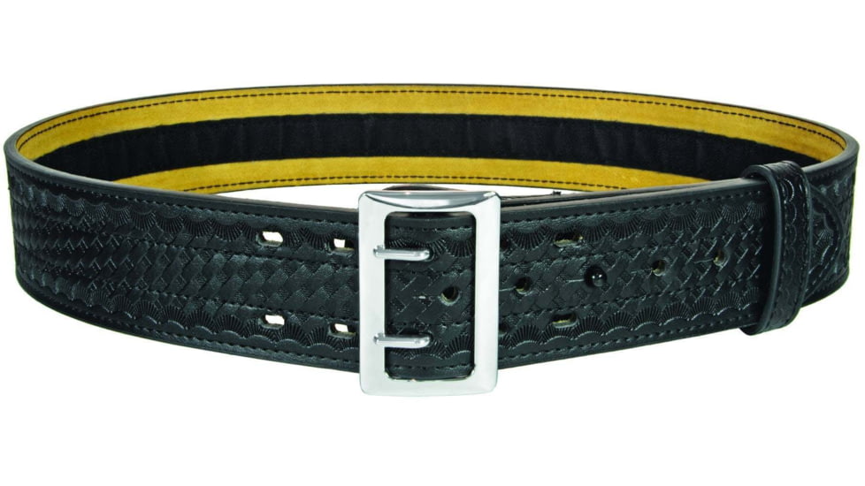HERO'S PRIDE AirTek Sam Browne Hook Lined 2.25in Deluxe Duty Belt, Basket Weave, Black, Nickel Buckle, Black, 26in Waist, 1230WH-2-26