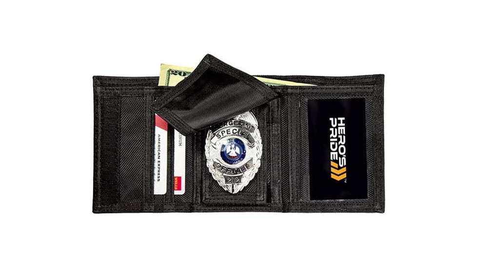 HERO'S PRIDE Deluxe Ballistic Tri-Fold Wallet w/Removable Badge, Genuine Leather, 9160U