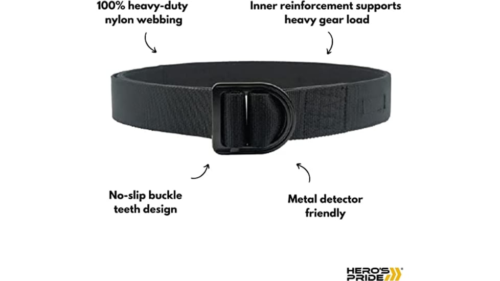 HERO'S PRIDE 1.5in Tactical Duty Belt, Black, Size 42, Extra Large, 1344X-9-XL-42