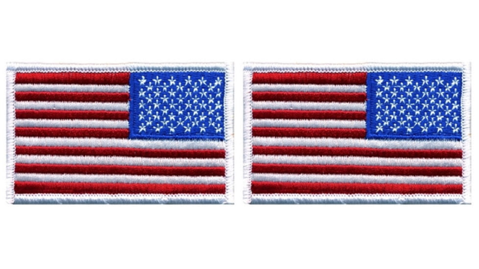 HERO'S PRIDE 3.375x2in US Reversed Flag Patch w/White Border - 2 Pack, White, EC0039