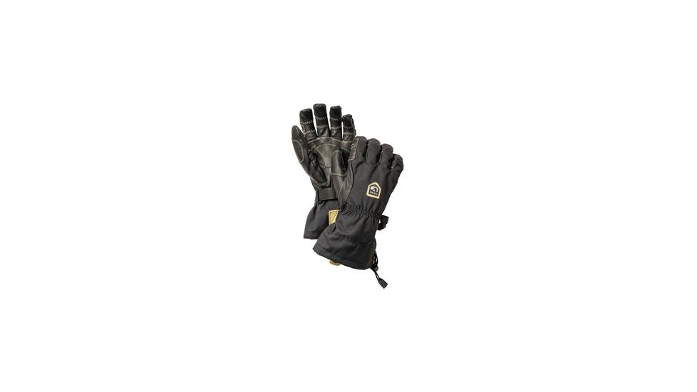 Hestra Army Leather Heli Ski Ergo Grip 5 Finger Glove, Black/Black, 11, 30080-100100-11