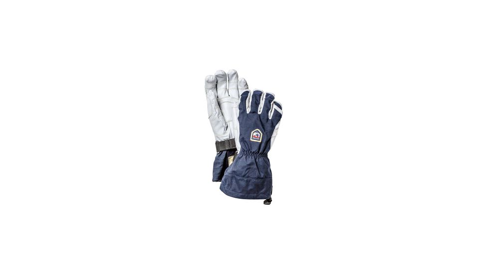 Hestra Army Leather Heli Ski Ergo Grip 5 Finger Glove, Navy/Offwhite, 11, 30080-280020-11