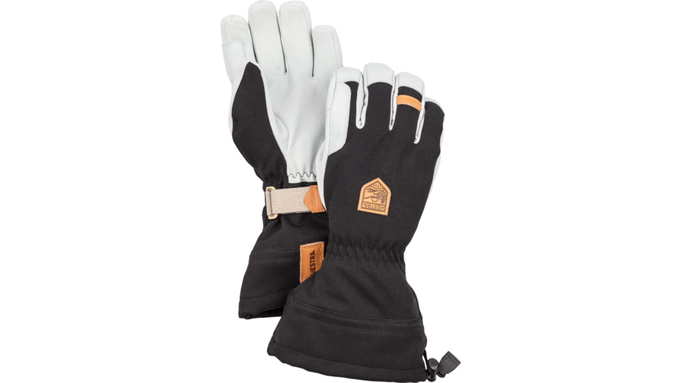 Hestra Army Leather Patrol Gauntlet 5 Finger Glove, Black, 6, 30670-100-6