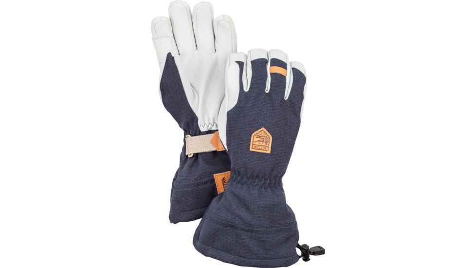 Hestra Army Leather Patrol Gauntlet 5 Finger Glove, Navy, 10, 30670-280-10
