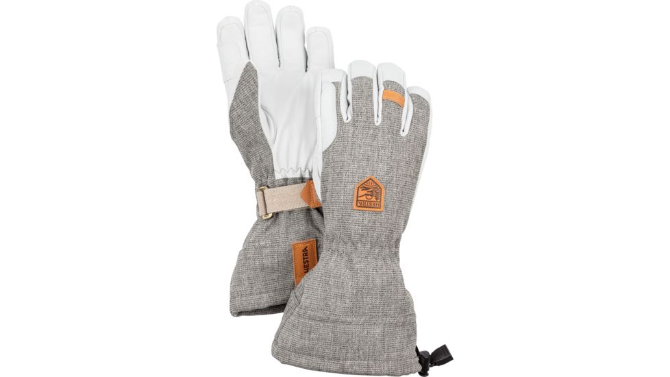 Hestra Army Leather Patrol Gauntlet 5 Finger Glove - Unisex, Light grey, 07, 30670-320-07
