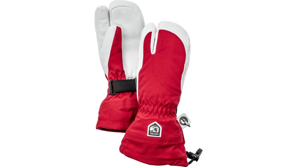 Hestra Heli Ski 3 Finger Glove - Womens, Red/Offwhite, 5, 30612-560020-05