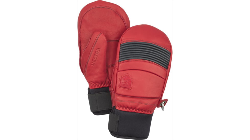 Hestra Leather Fall Line Mitt, Red/Grey, 6, 31471-560350-06