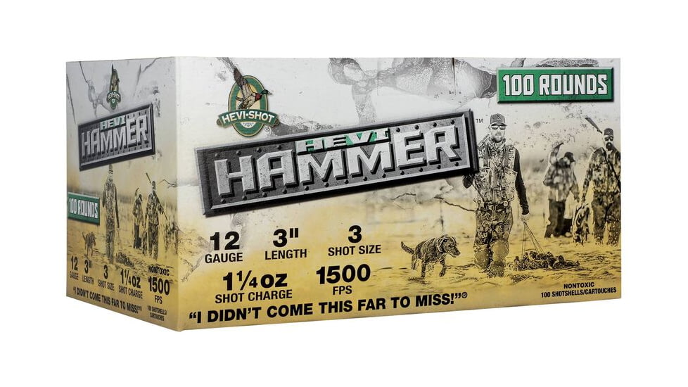 HEVI-Shot 12 Gauge 1 1/4oz 3in Shotgun Ammo, 3 Shot, 100 Rounds, HS28103