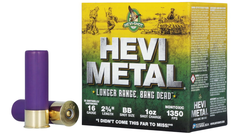 HEVI-Shot HEV-Metal Longer Range 16 Gauge 1oz 2-3/4in Shotgun Ammo, BB Shot, 25 Rounds, HS31688