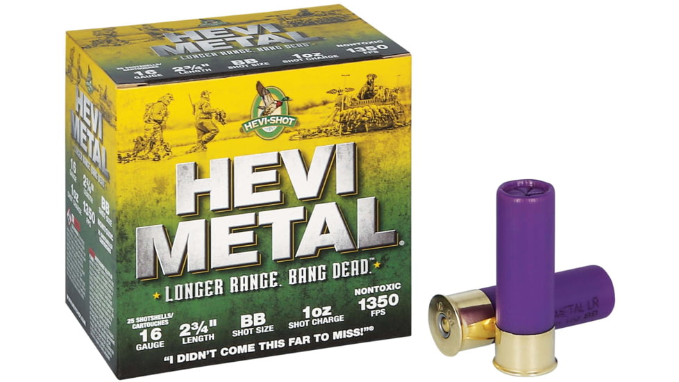 HEVI-Shot HEV-Metal Longer Range 16 Gauge 1oz 2-3/4in Shotgun Ammo, BB Shot, 25 Rounds, HS31688