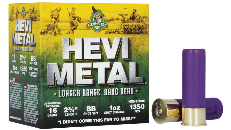 HEVI-Shot HEV-Metal Longer Range 16 Gauge 1oz 2-3/4in Shotgun Ammo, BB Shot, 25 Rounds, HS31688