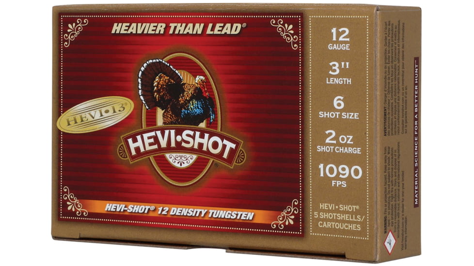 HEVI-Shot HEVI-13 Turkey 12 Gauge 2oz 3in Shotgun Ammo, 6 Shot, 5 Rounds, HS43026