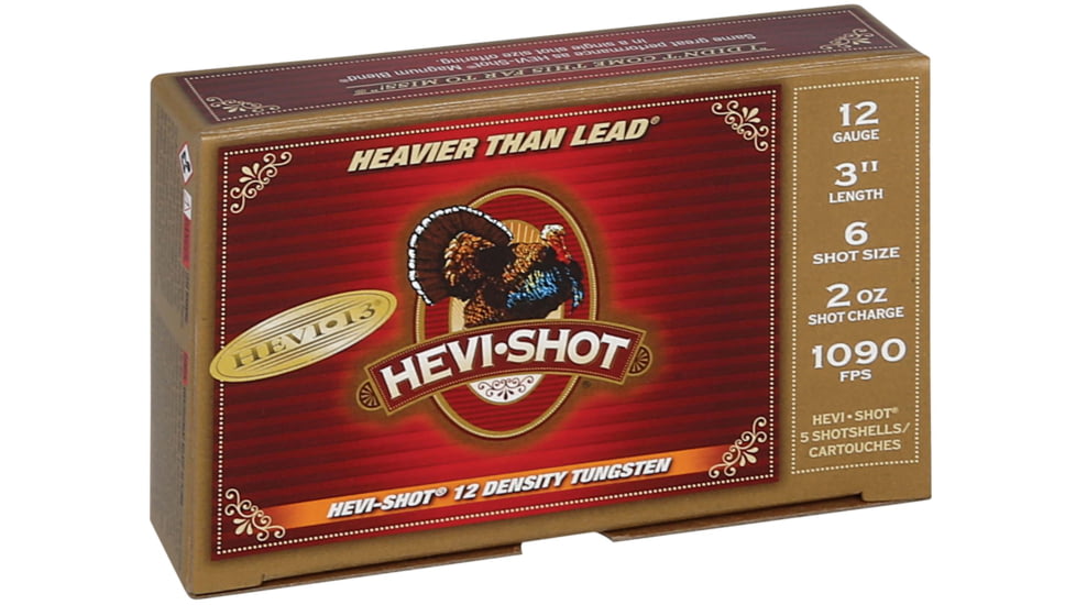 HEVI-Shot HEVI-13 Turkey 12 Gauge 2oz 3in Shotgun Ammo, 6 Shot, 5 Rounds, HS43026