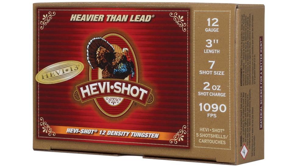 HEVI-Shot HEVI-13 Turkey 12 Gauge 2oz 3in Shotgun Ammo, 7 Shot, 5 Rounds, HS43027