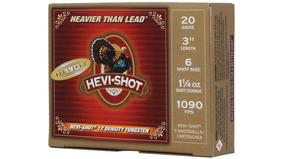 HEVI-Shot HEVI-13 Turkey 20 Gauge 1 1/4oz 3in Shotgun Ammo, 6 Shot, 5 Rounds, HS306