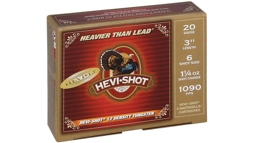 HEVI-Shot HEVI-13 Turkey 20 Gauge 1 1/4oz 3in Shotgun Ammo, 6 Shot, 5 Rounds, HS306
