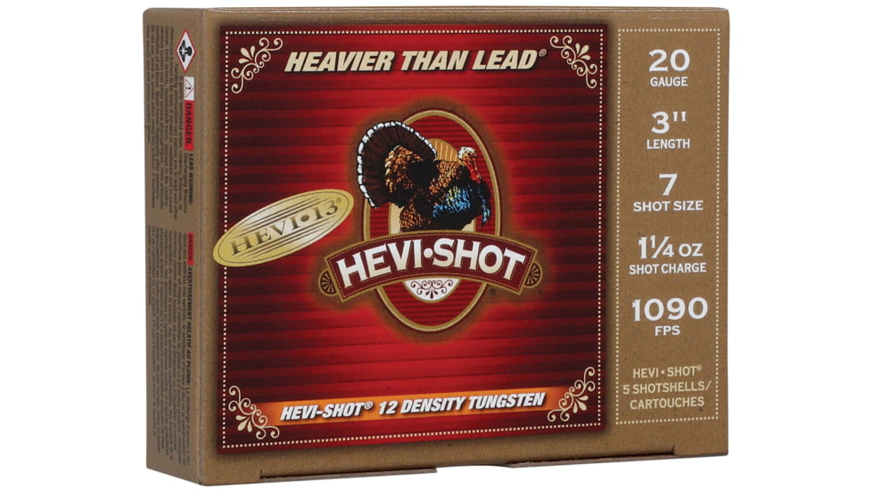 HEVI-Shot HEVI-13 Turkey 20 Gauge 1 1/4oz 3in Shotgun Ammo, 7 Shot, 5 Rounds, HS307