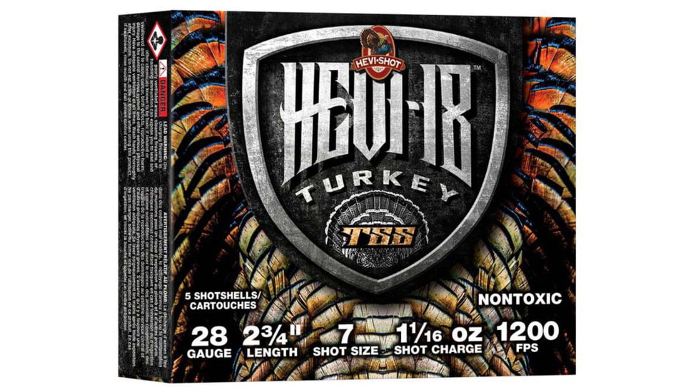 HEVI-Shot HEVI-18 28 Gauge 1 1/16 oz 2 3/4 in Shotgun Ammo, #7, 5 Rounds, HS7257