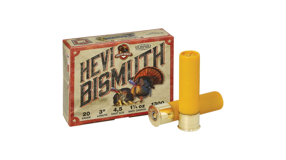 HEVI-Shot HEVI-Bismuth Turkey 20 Gauge 1 1/4oz 3in Shotgun Ammo, Shot 4&amp;5, 5 Rounds, HSBT420045