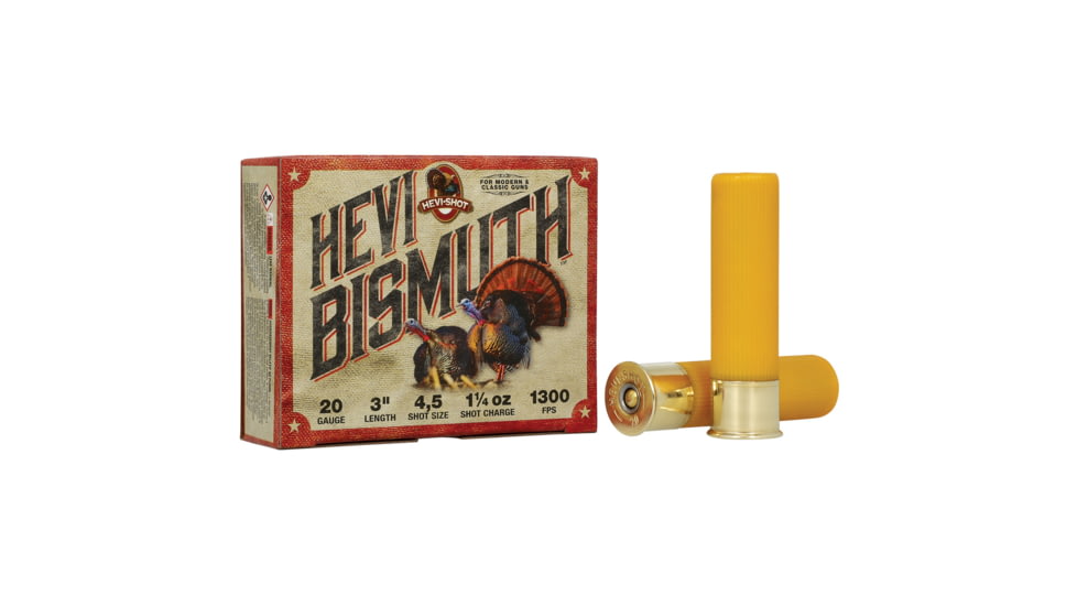 HEVI-Shot HEVI-Bismuth Turkey 20 Gauge 1 1/4oz 3in Shotgun Ammo, Shot 4&amp;5, 5 Rounds, HSBT420045
