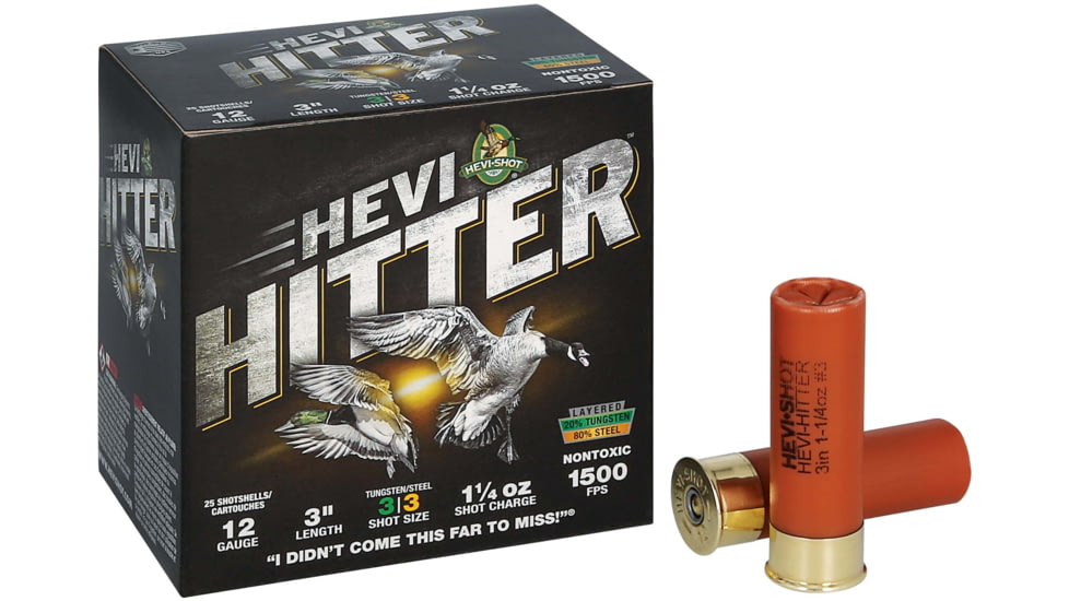 HEVI-Shot Hevi-Hitter 12 Gauge 1-1/4Oz 3 inch Shotgun Ammo, #3, 25 Rounds, HS28033
