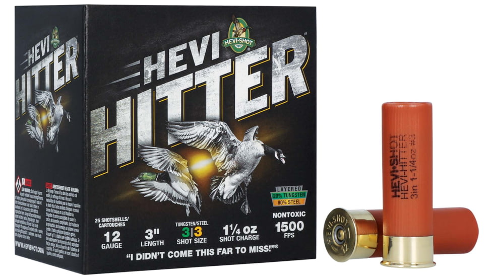 HEVI-Shot Hevi-Hitter 12 Gauge 1-1/4oz 3in Shotgun Ammo, #3, 25 Rounds, HS28033