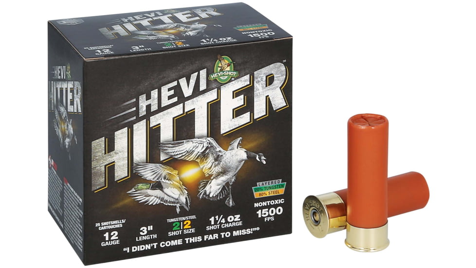 HEVI-Shot HEVI-Hitter 12 Gauge 1 1/4oz 3in Shotgun Ammo, 2 Shot, 25 Rounds, HS28022