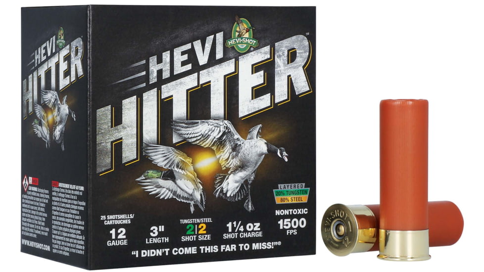 HEVI-Shot HEVI-Hitter 12 Gauge 1 1/4oz 3in Shotgun Ammo, 2 Shot, 25 Rounds, HS28022