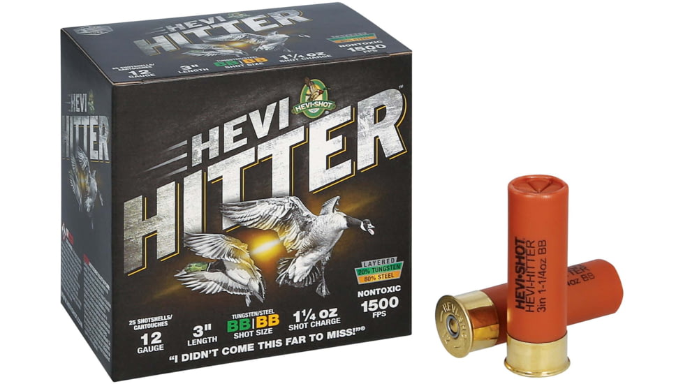 HEVI-Shot HEVI-Hitter 12 Gauge 1 1/4oz 3in Shotgun Ammo, BB Shot, 25 Rounds, HS28288