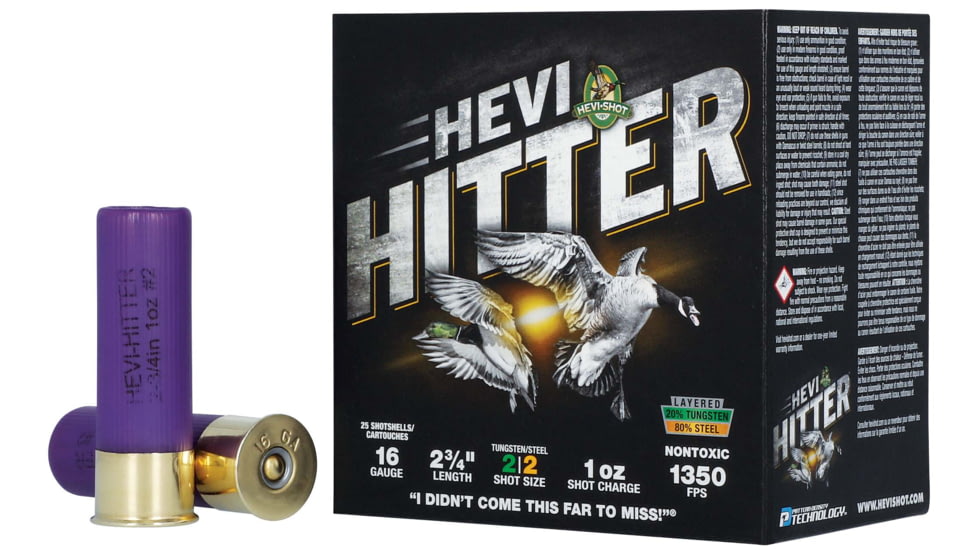 HEVI-Shot HEVI-Hitter 16 Gauge 1oz 2-3/4in Shotgun Ammo, 2 Shot, 25 Rounds, HS29162