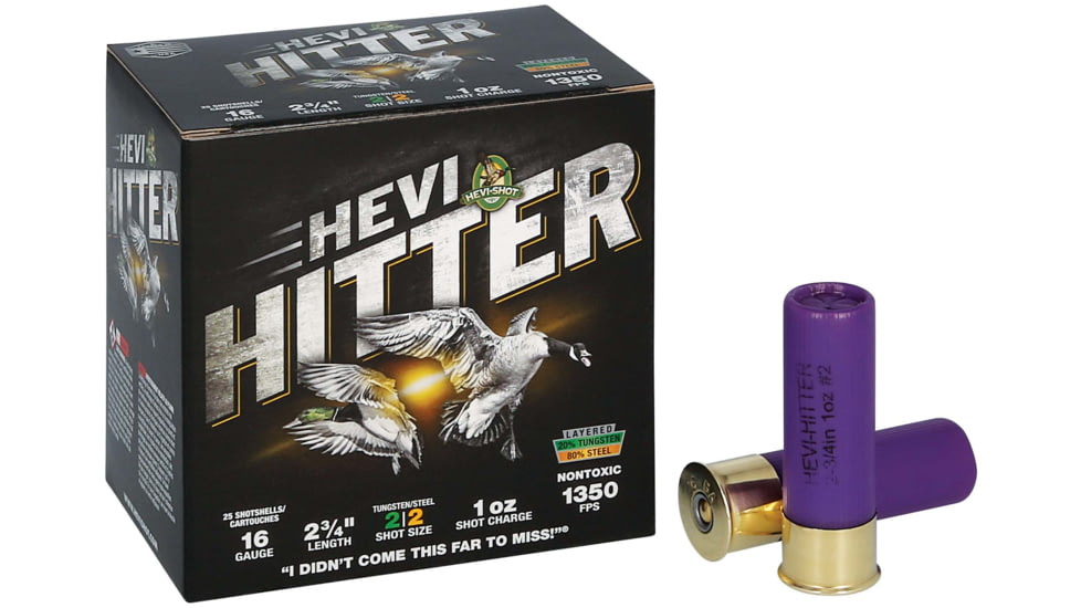 HEVI-Shot HEVI-Hitter 16 Gauge 1oz 2-3/4in Shotgun Ammo, 2 Shot, 25 Rounds, HS29162