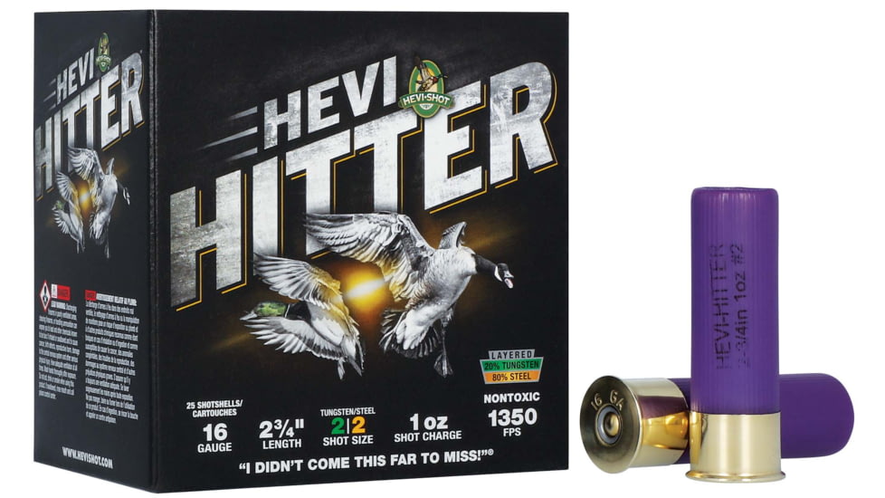 HEVI-Shot HEVI-Hitter 16 Gauge 1oz 2-3/4in Shotgun Ammo, 2 Shot, 25 Rounds, HS29162