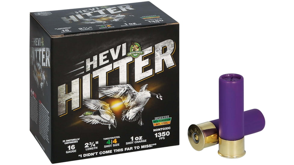 HEVI-Shot HEVI-Hitter 16 Gauge 1oz 2-3/4in Shotgun Ammo, 4 Shot, 25 Rounds, HS29164